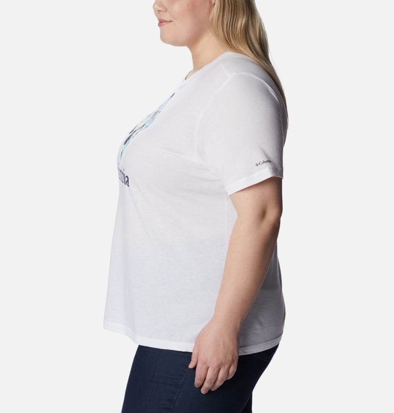 Women's Columbia Bluebird Day Relaxed Crew Neck T Shirts White | Plus Size CA-D6514